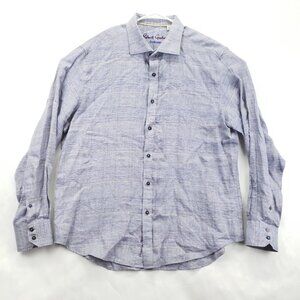 Robert Graham Exclusive Shirt Mens 2XL Purple White Flip Cuffs Classic Button-Up
